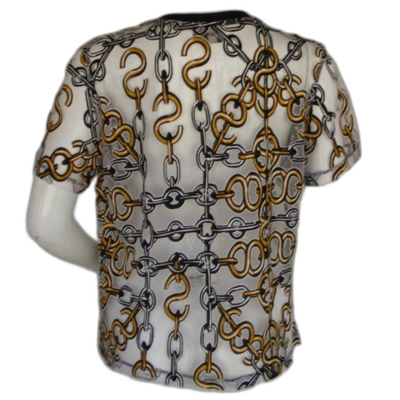 ASOS Sheer Tee, 10, Chain print Burnout, Ringer Collar, Short sleeves - Picture 5 of 9